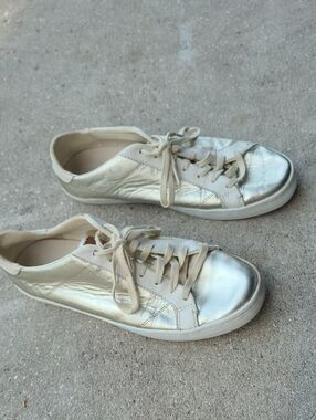 Cole Haan Women's Metallic Leather Lace-Up Sneakers - Champagne 8B